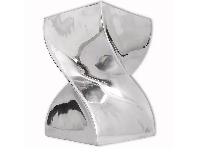 Table auxiliaire - Tabouret Forme torsadée Aluminium Argenté