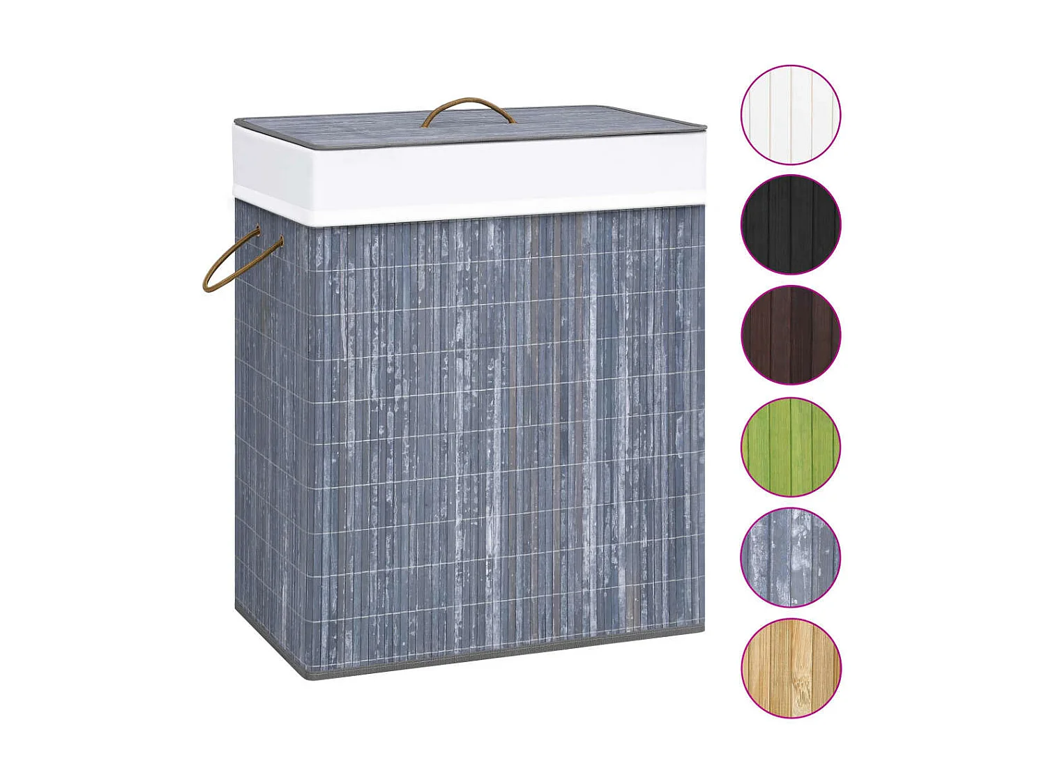Panier à linge Bambou Gris 83 L