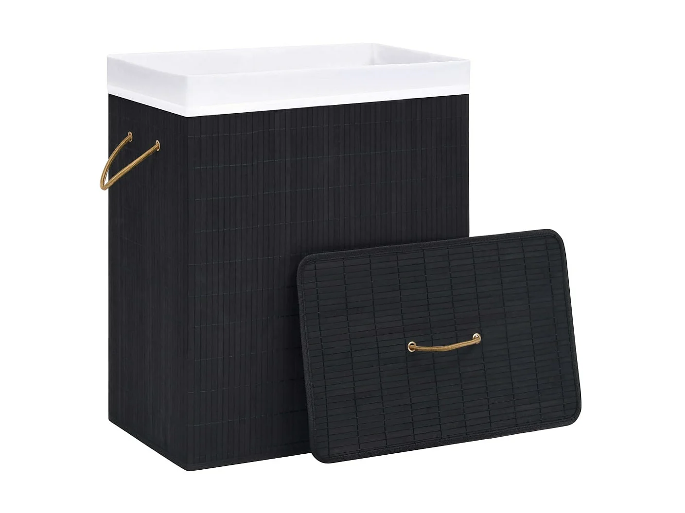 Panier à linge Bambou Noir 83 L