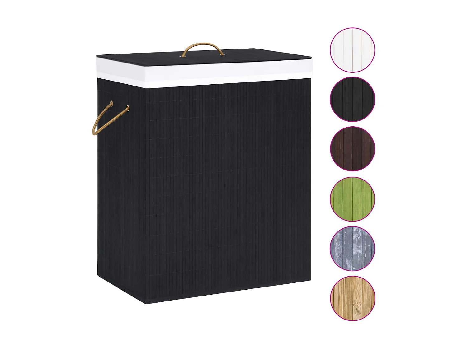 Panier à linge Bambou Noir 83 L
