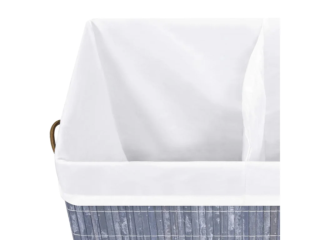 Panier à linge avec 2 sections bambou gris 100 L