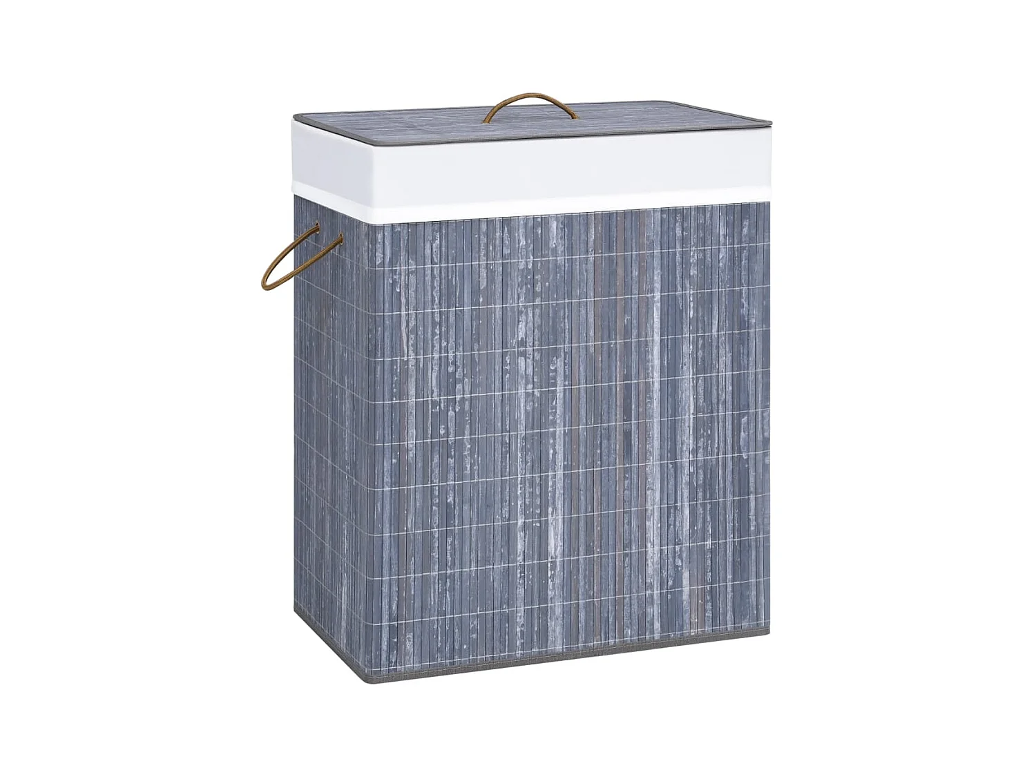 Panier à linge avec 2 sections bambou gris 100 L