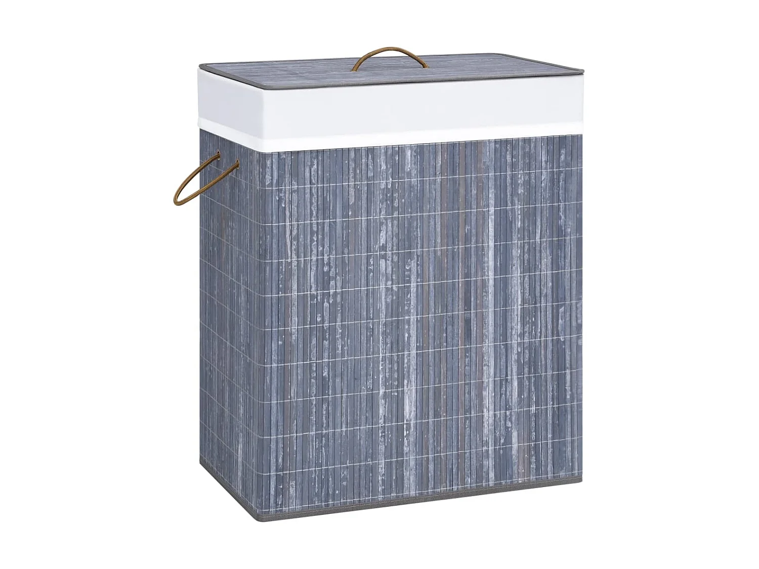 Panier à linge avec 2 sections bambou gris 100 L