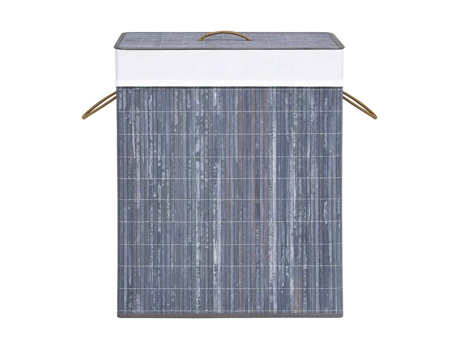 Panier à linge avec 2 sections bambou gris 100 L