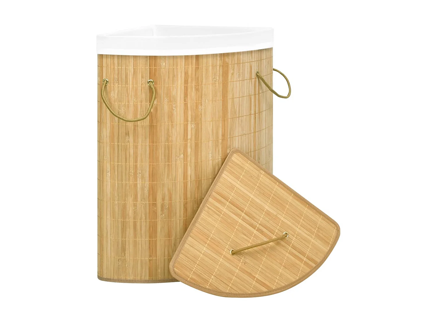 Panier à linge d'angle Bambou 60 L