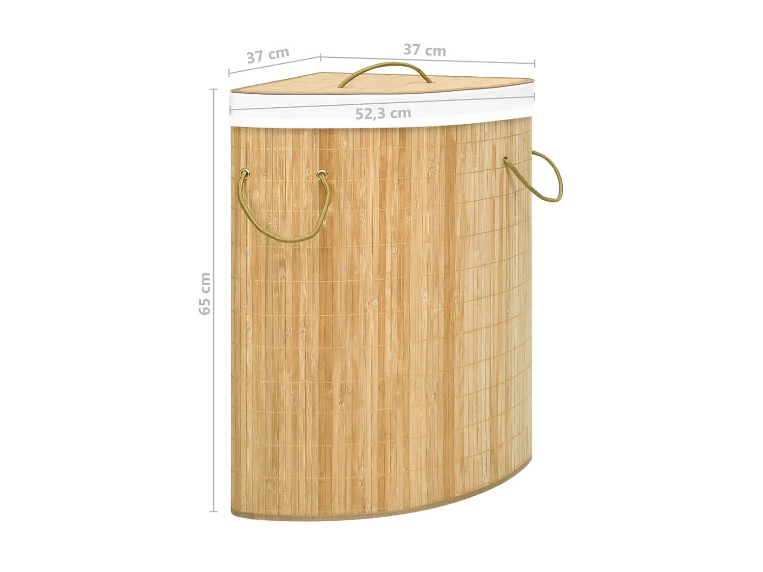 Panier à linge d'angle Bambou 60 L