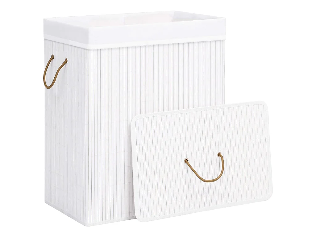 Panier à linge Bambou Blanc 83 L