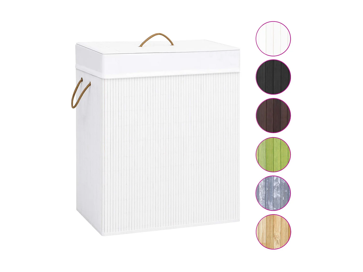 Panier à linge Bambou Blanc 83 L