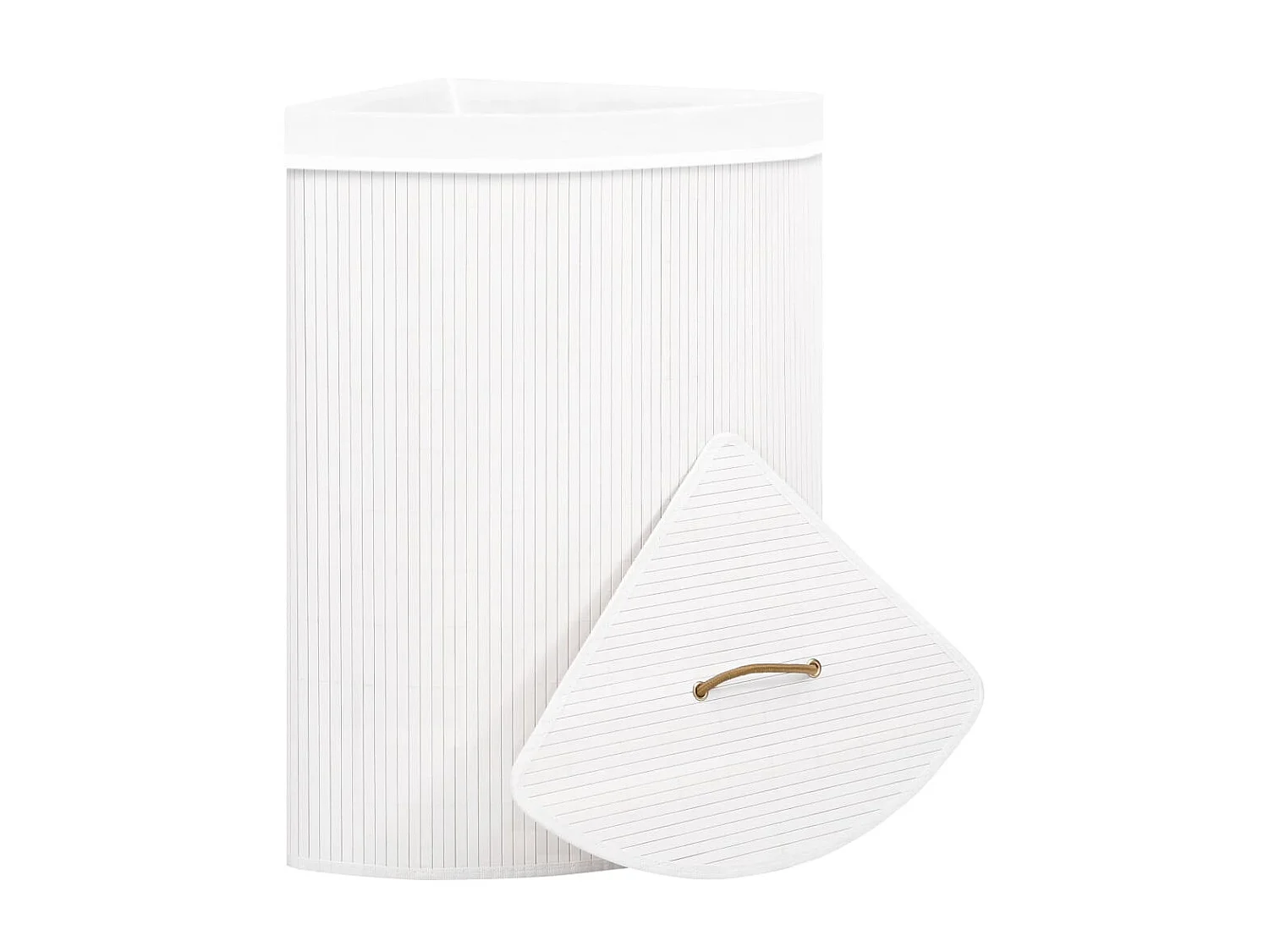 Panier à linge d'angle Bambou Blanc 60 L