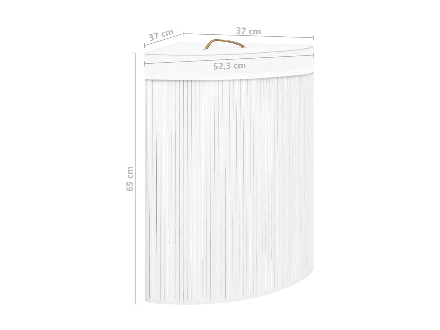 Panier à linge d'angle Bambou Blanc 60 L