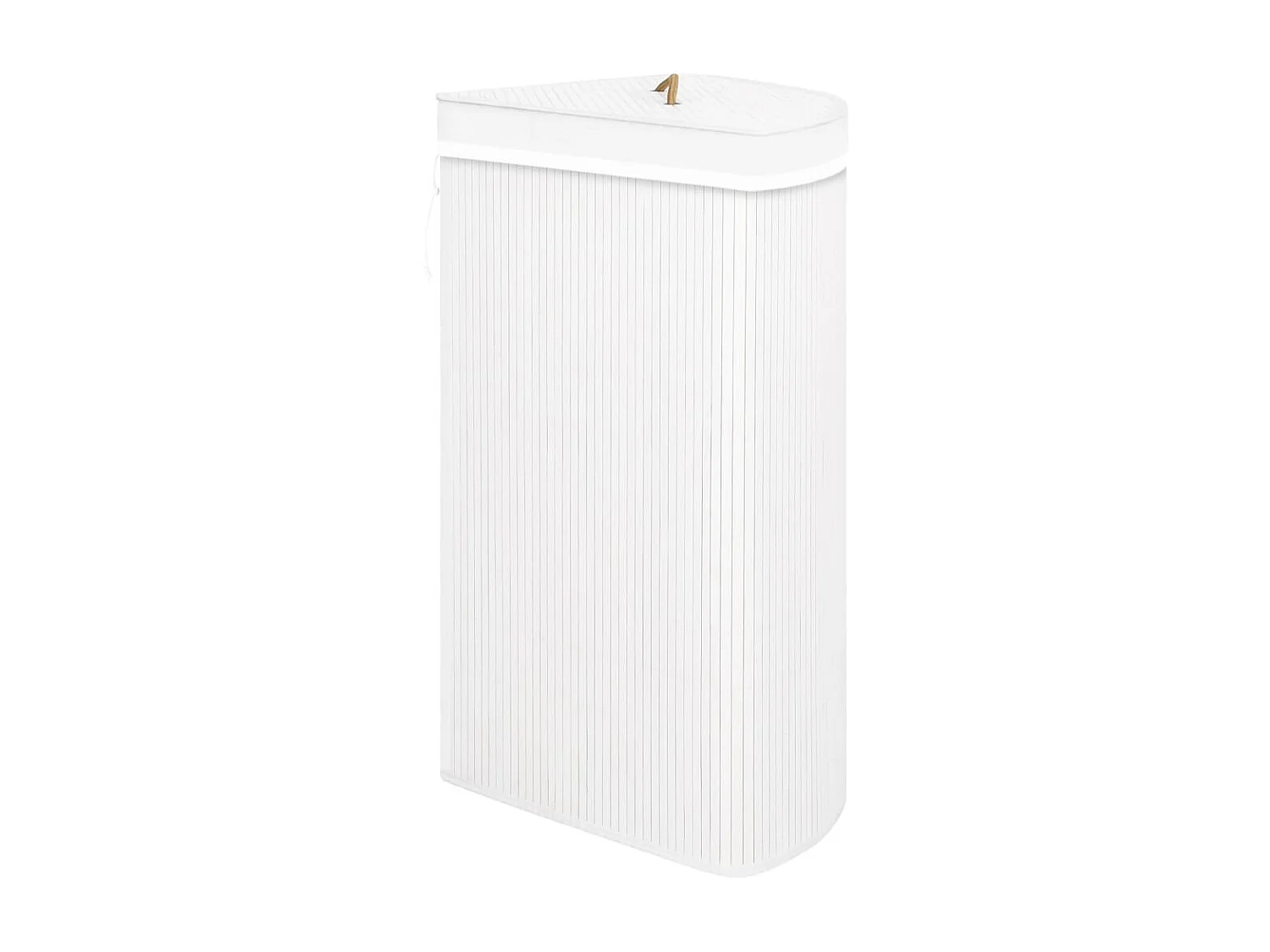 Panier à linge d'angle Bambou Blanc 60 L