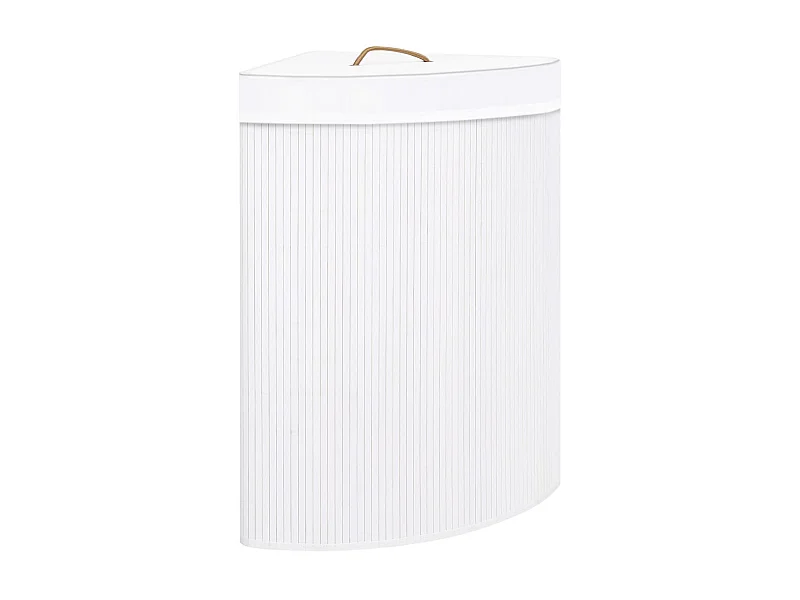 Panier à linge d'angle Bambou Blanc 60 L