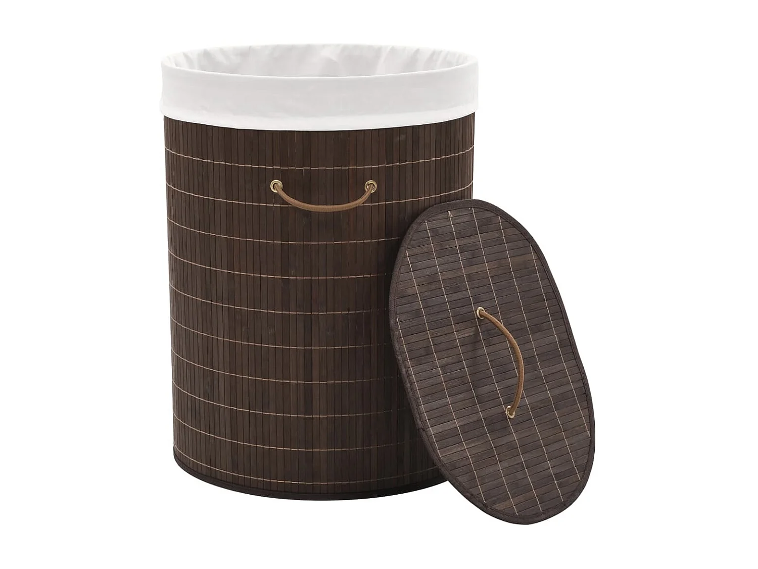 Panier à linge ovale Bambou Marron foncé