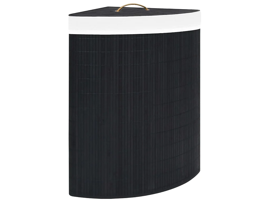 Panier à linge d'angle Bambou Noir 60 L