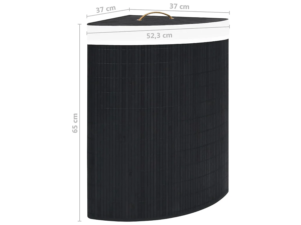Panier à linge d'angle Bambou Noir 60 L