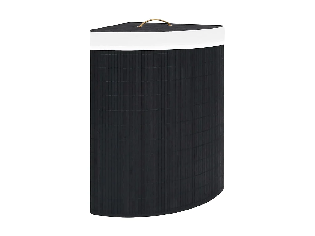 Panier à linge d'angle Bambou Noir 60 L