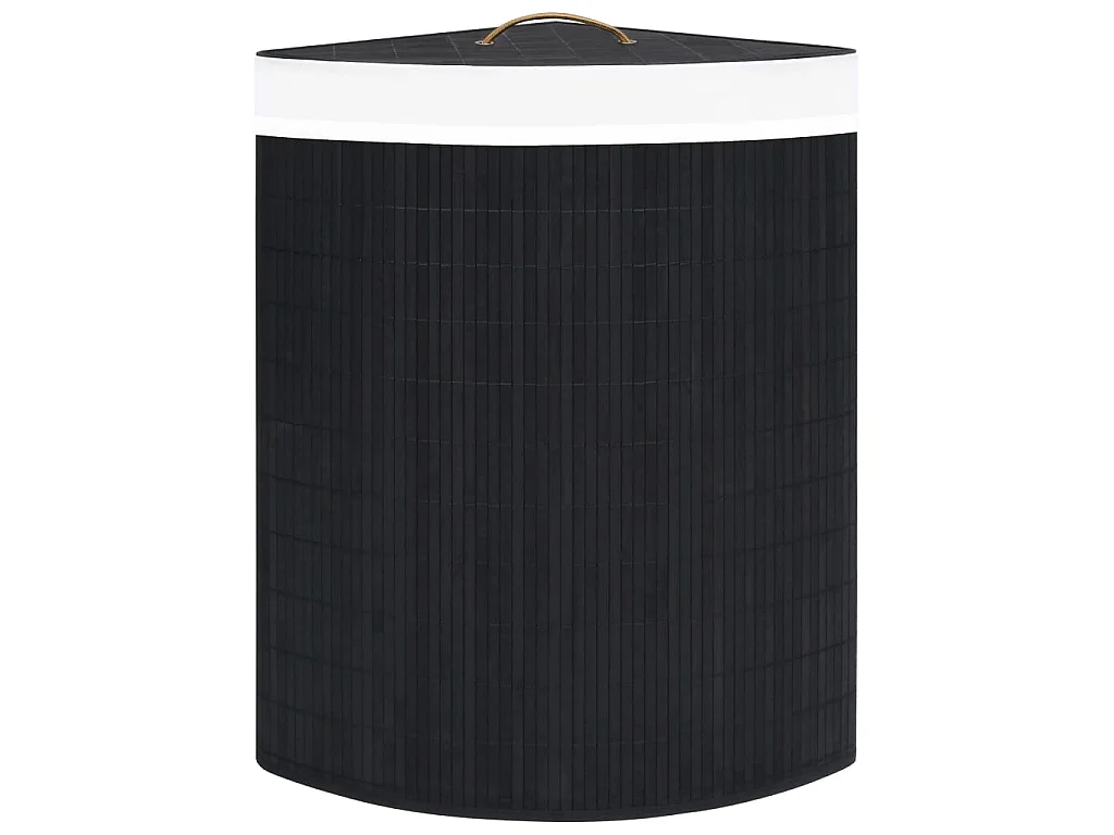 Panier à linge d'angle Bambou Noir 60 L
