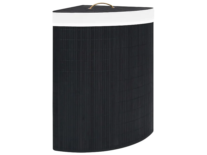 Panier à linge d'angle Bambou Noir 60 L