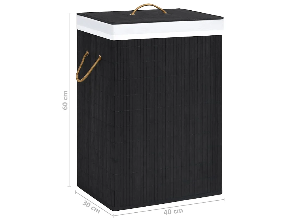 Panier à linge Bambou Noir 72 L
