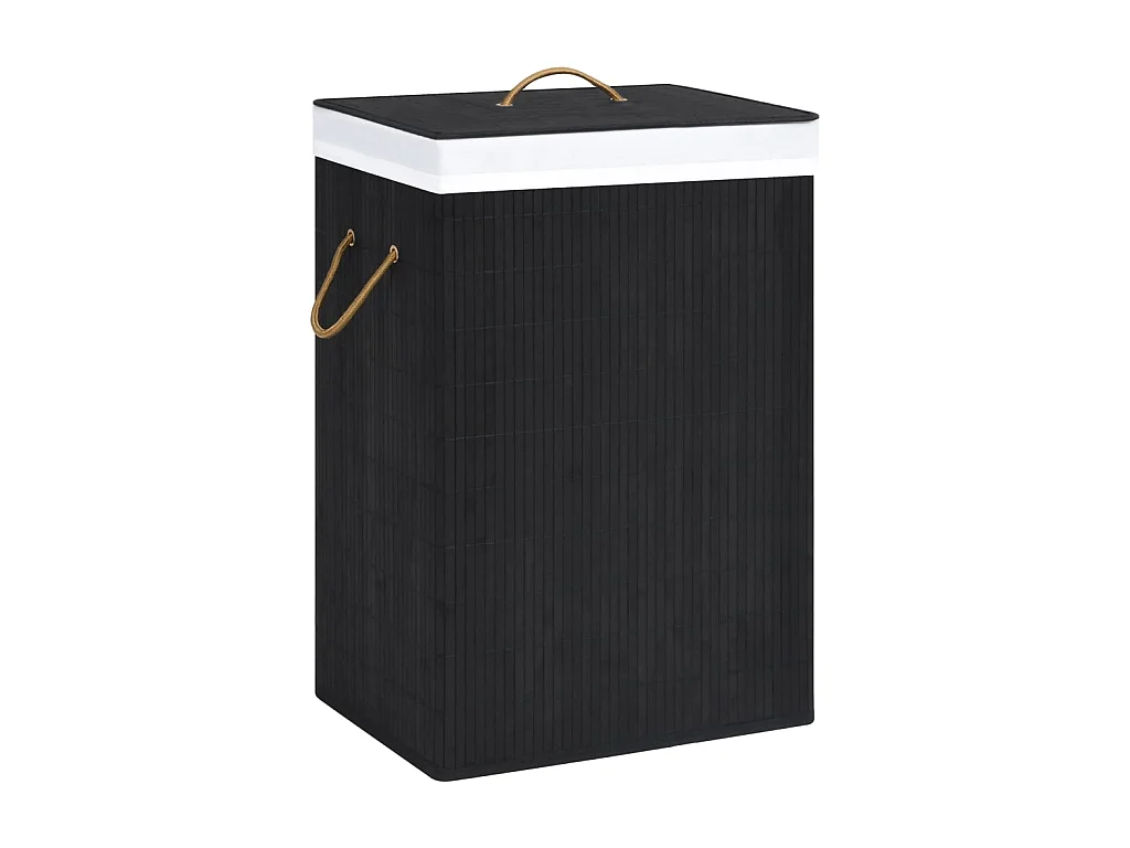 Panier à linge Bambou Noir 72 L