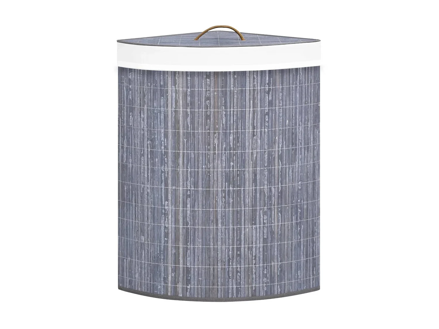 Panier à linge d'angle Bambou Gris 60 L