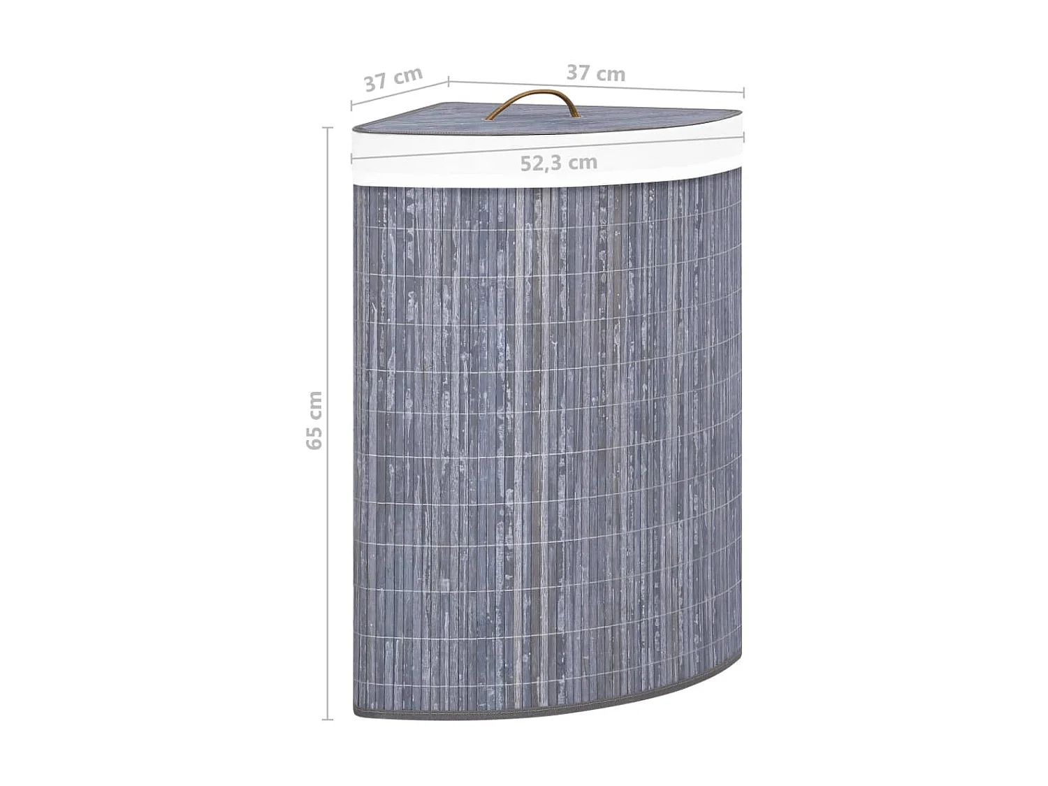 Panier à linge d'angle Bambou Gris 60 L