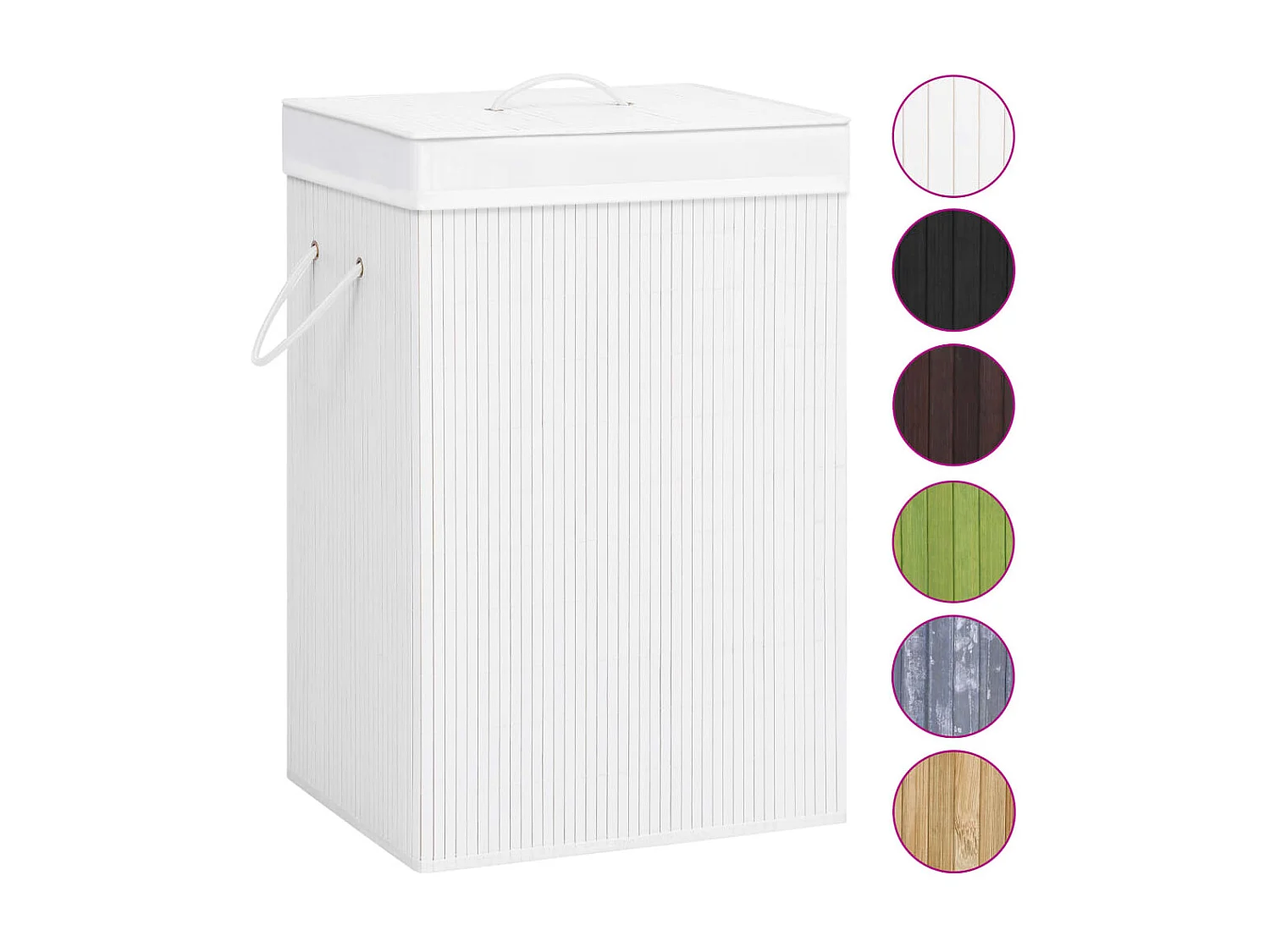 Panier à linge Bambou Blanc 72 L