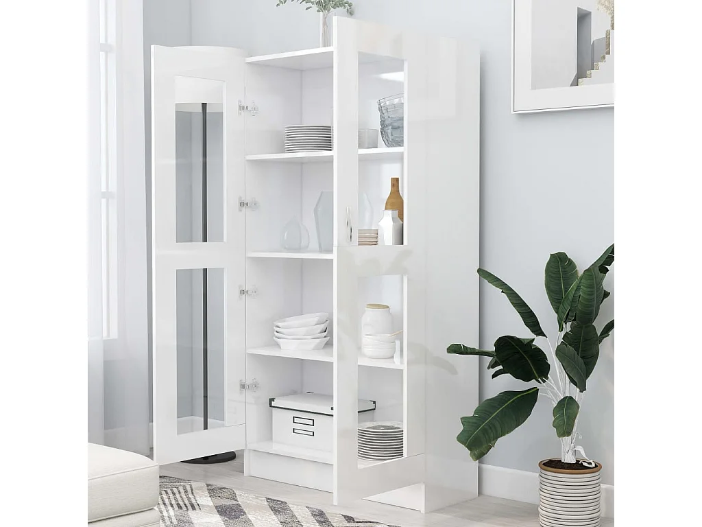 Armoire à vitrine Blanc brillant 82,5x30,5x150
