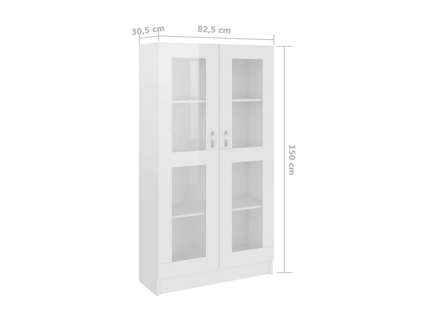 Armoire à vitrine Blanc brillant 82,5x30,5x150