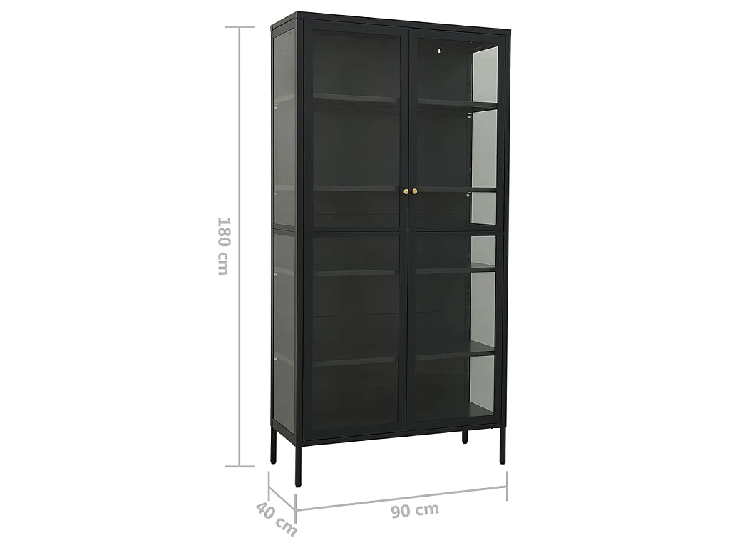 Vitrine d'exposition Anthracite 90x40x180 Acier-verre trempé