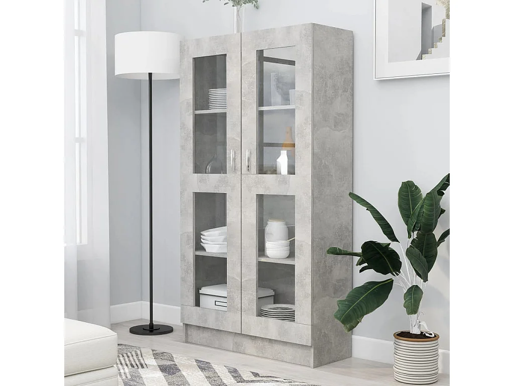 Armoire à vitrine Gris béton 82,5x30,5x150