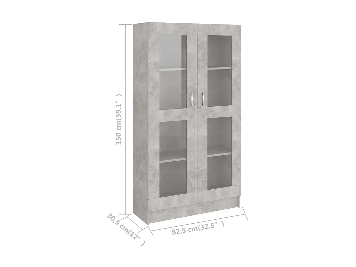 Armoire à vitrine Gris béton 82,5x30,5x150