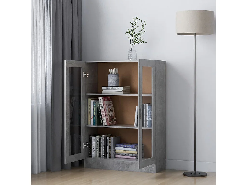 Armoire à vitrine Gris béton 82,5x30,5x115