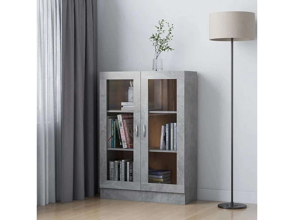 Armoire à vitrine Gris béton 82,5x30,5x115