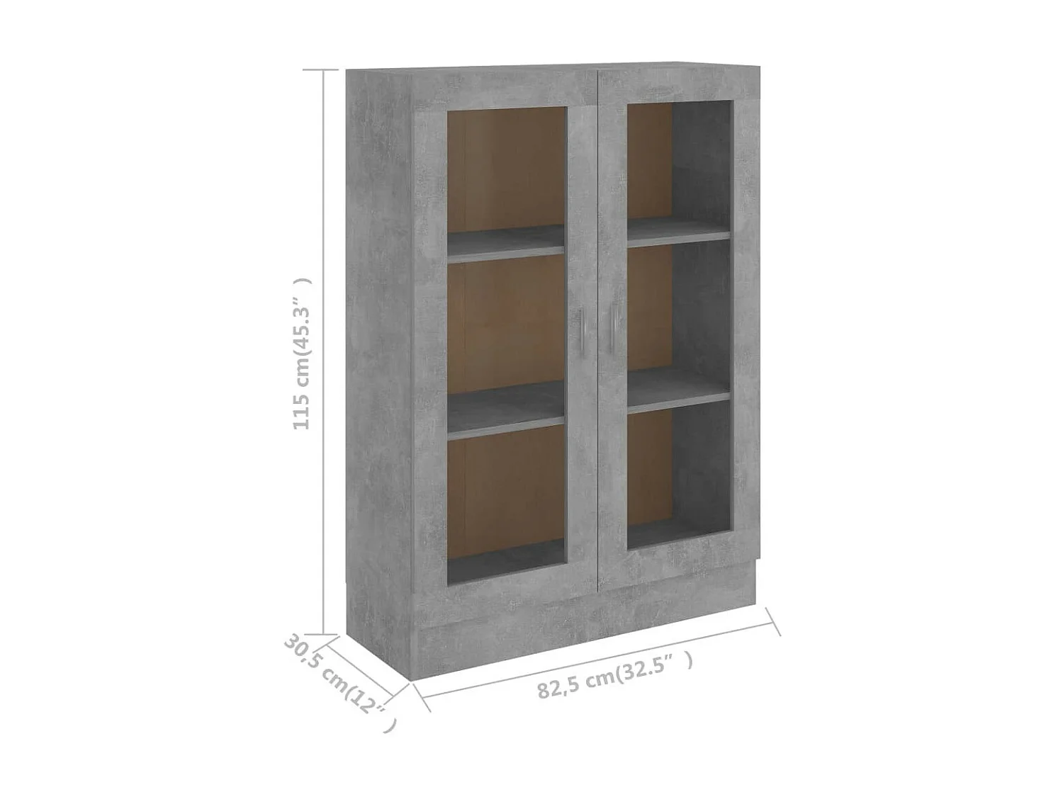 Armoire à vitrine Gris béton 82,5x30,5x115