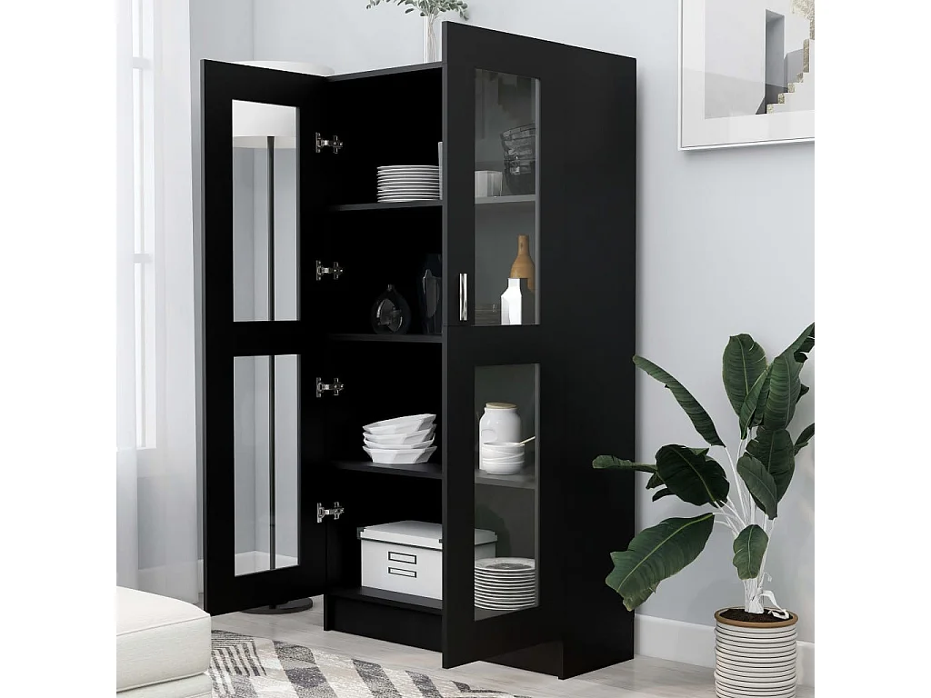 Armoire à vitrine Noir 82,5x30,5x150