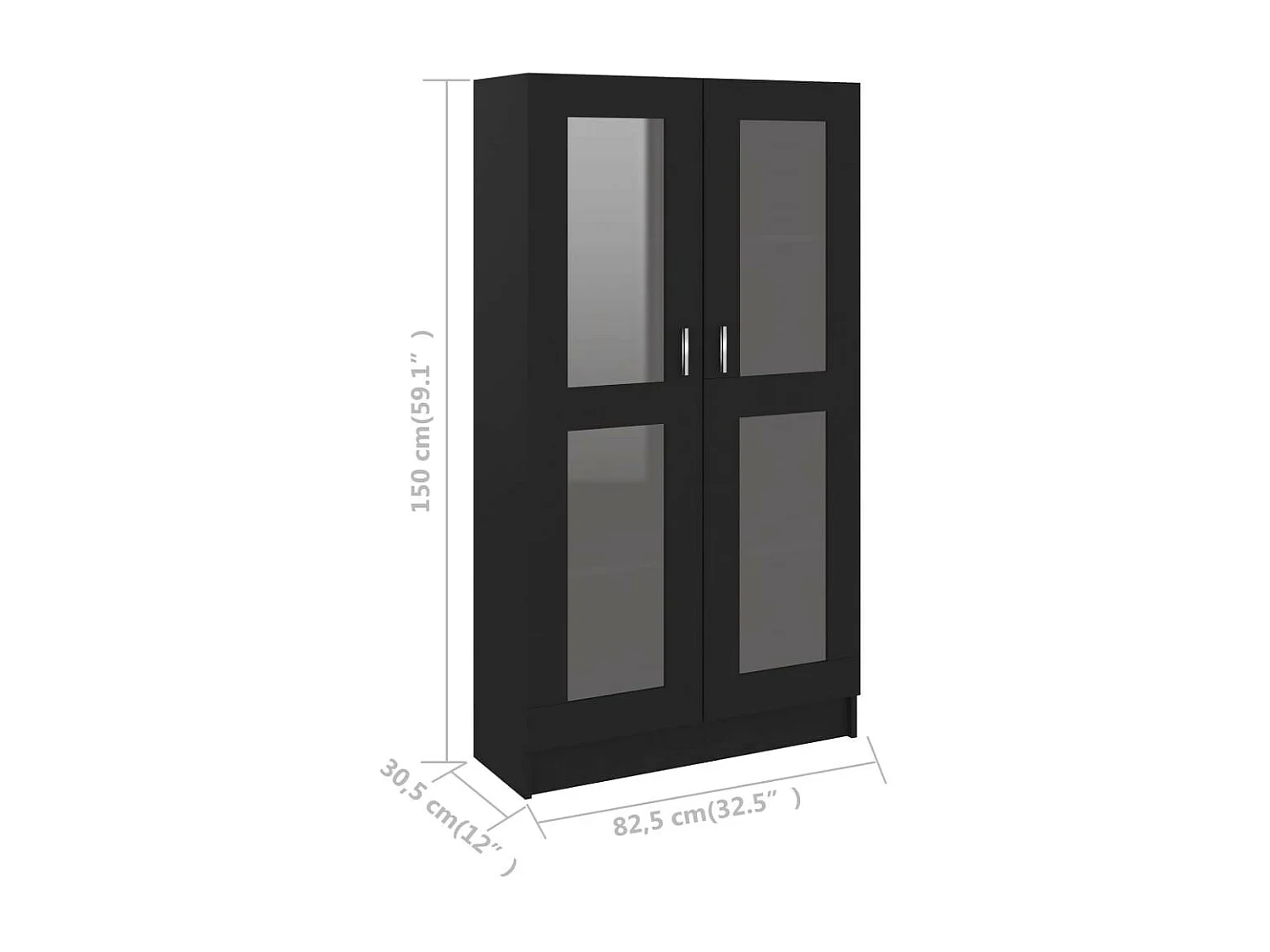 Armoire à vitrine Noir 82,5x30,5x150