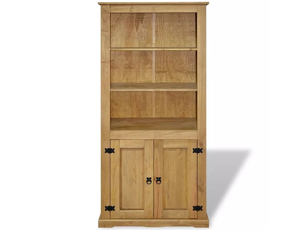 Armoire de rangement 2 portes pin massif naturel Mexica