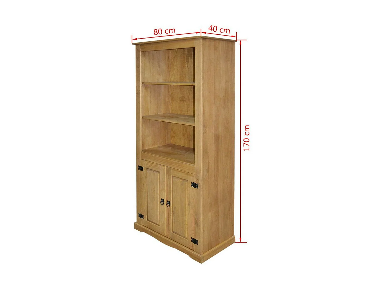 Armoire de rangement 2 portes pin massif naturel Mexica