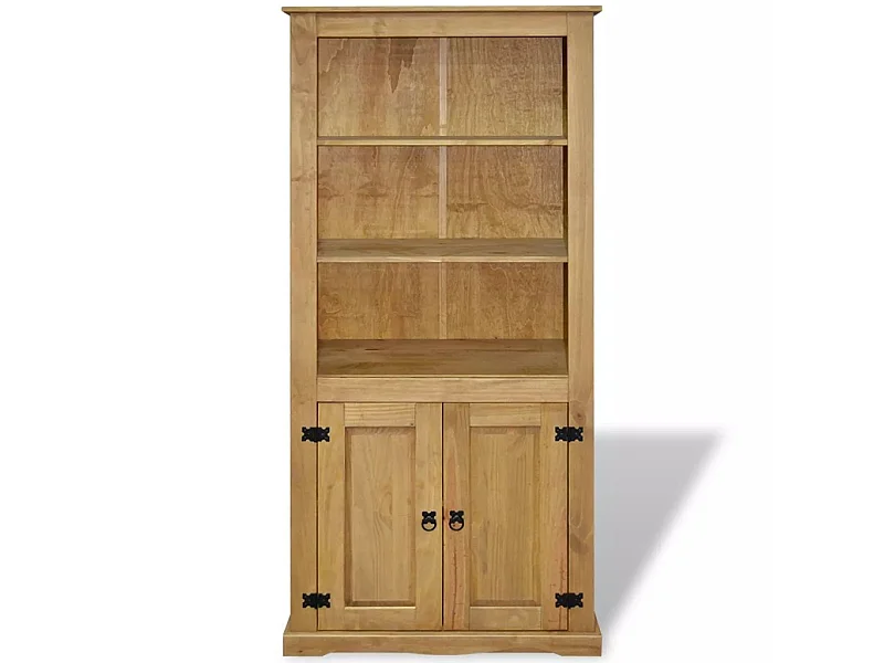 Armoire de rangement 2 portes pin massif naturel Mexica