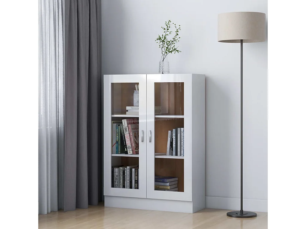 Armoire à vitrine Blanc brillant 82,5x30,5x115