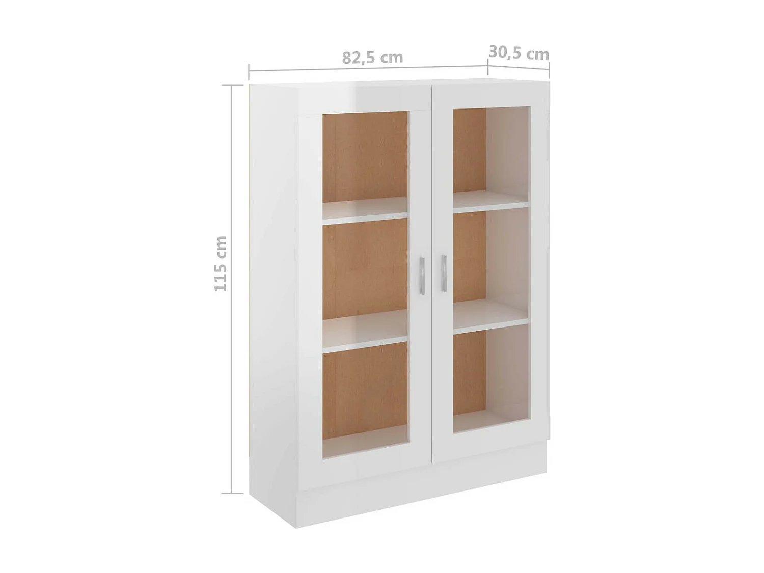 Armoire à vitrine Blanc brillant 82,5x30,5x115