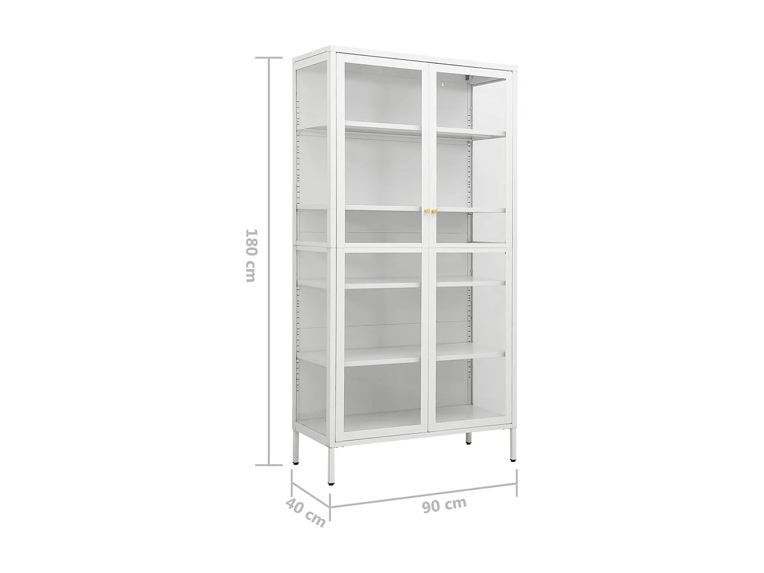 Vitrine d'exposition Blanc 90x40x180 Acier et verre trempé