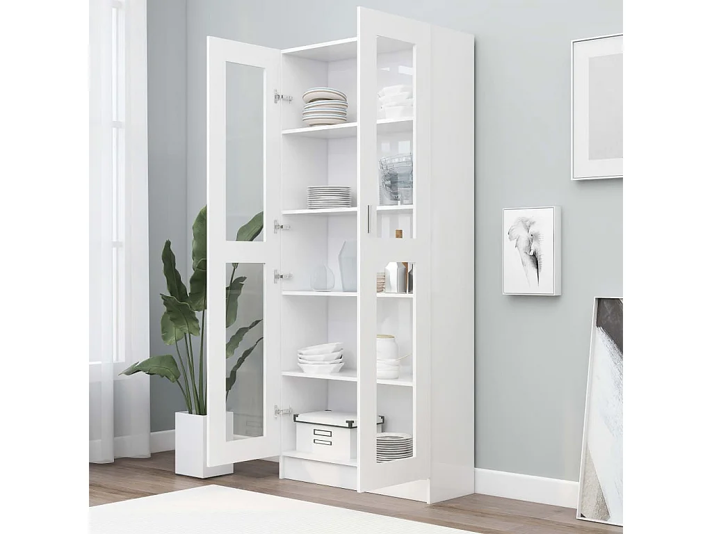 Armoire à vitrine Blanc 82,5x30,5x185,5