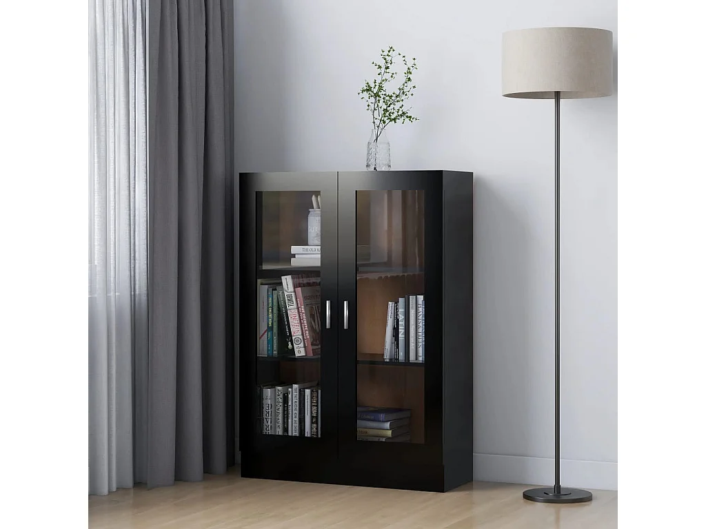 Armoire à vitrine Noir 82,5x30,5x115