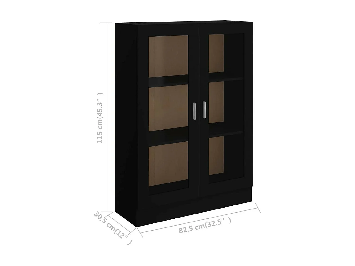 Armoire à vitrine Noir 82,5x30,5x115