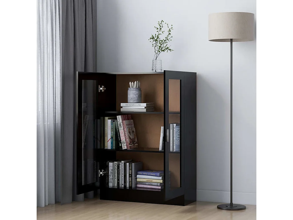 Armoire à vitrine Noir 82,5x30,5x115