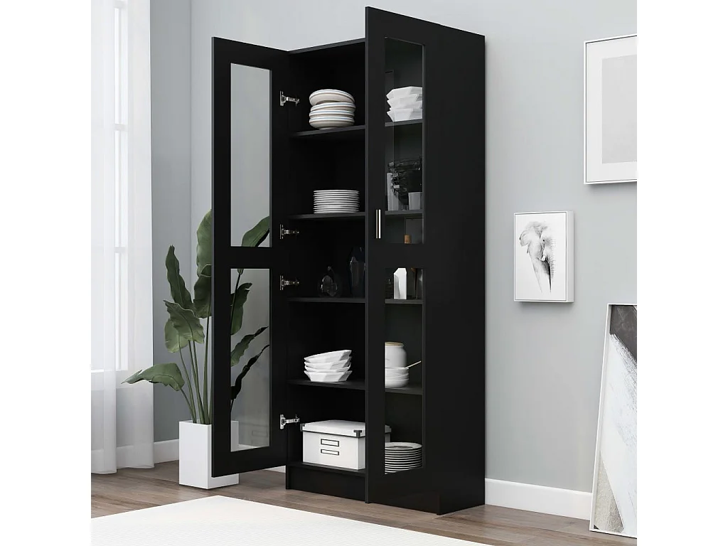 Armoire à vitrine Noir 82,5x30,5x185,5