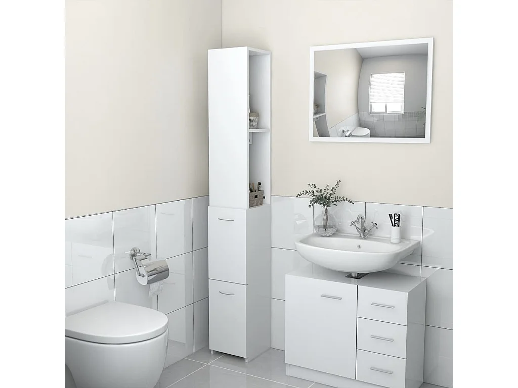 Armoire de salle de bain Blanc 25x25x170