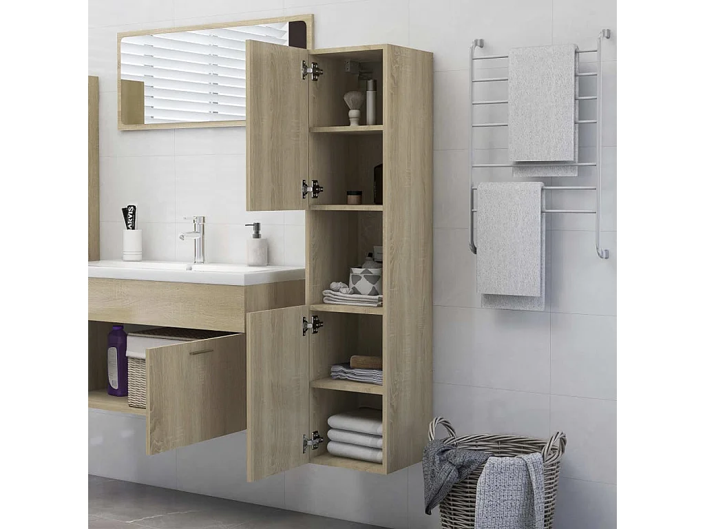 Armoire de salle de bain Chêne sonoma 30x30x130